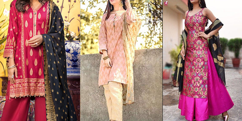 Banarsi Dresses 2024: Latest Banarsi Cotton Jacquard & Banarsi Lawn Suit  Design Online in Pakistan – DressyZone.com